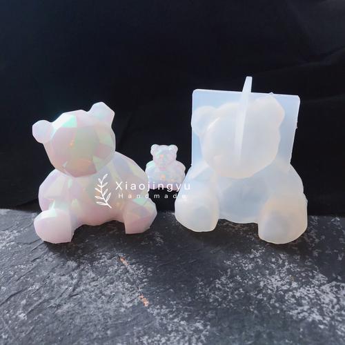小鲸鱼diy 帕丁顿迷你几何熊硅胶模具立体几何熊镜面硅胶滴胶模具