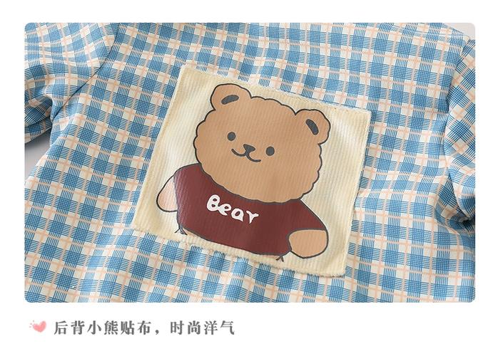 韩国新生婴儿衣服秋装双层外套男宝宝可爱小熊连体衣春秋哈衣爬服